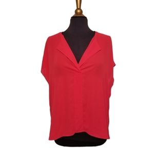 Serein Blouse Top Coral Red Vneck Size XL New